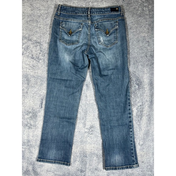 Simply Vera Vera Wang Womens Straight Leg Jeans Medium Wash Distressed Size 6 - Picture 13 of 16